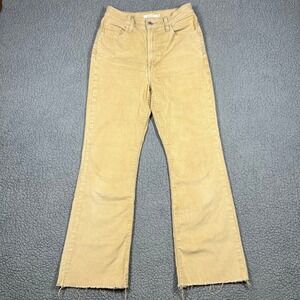Levis Ribcage Bootcut Corduroy Pants Women's Tan Beige Raw Hem W26 L33